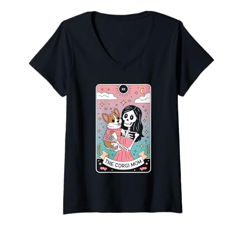 Damen Die Corgi-Mama T-Shirt mit V-Ausschnitt Damen Die Corgi-Mama T-Shirt mit V-Ausschnitt von Corgi Mama Tarot