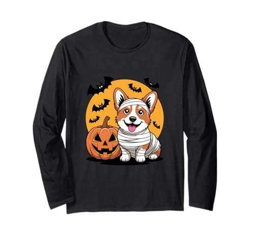 Niedliche Mama Corgi und Kürbis Halloween Geist lustig Langarmshirt Niedliche Mama Corgi und Kürbis Halloween Geist lustig Langarmshirt von Corgi Mummy