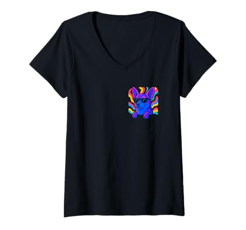 Damen Corgi in einer Tasche Süßer walisischer Corgi T-Shirt mit V-Ausschnitt Damen Corgi in einer Tasche Süßer walisischer Corgi T-Shirt mit V-Ausschnitt von Corgi Tees and More