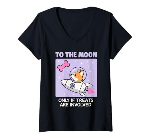 Damen Lustiger Corgi Weltraumhund Astronaut Corgi Lover Galaxy Pet Humor T-Shirt mit V-Ausschnitt Damen Lustiger Corgi Weltraumhund Astronaut Corgi Lover Galaxy Pet Humor T-Shirt mit V-Ausschnitt von Corgi in Space Cosmic Corgi Sci Fi Dog Space Pet