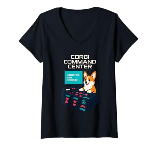 Damen Lustiger Corgi Weltraumhund Astronaut Corgi Lover Galaxy Pet Humor T-Shirt mit V-Ausschnitt Damen Lustiger Corgi Weltraumhund Astronaut Corgi Lover Galaxy Pet Humor T-Shirt mit V-Ausschnitt von Corgi in Space Cosmic Corgi Sci Fi Dog Space Pet