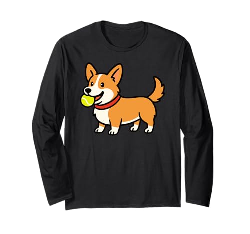 Corgi Dog Fetch Tierliebhaber Apportieren Mama Papa Kinder Langarmshirt von CorgiAxis1