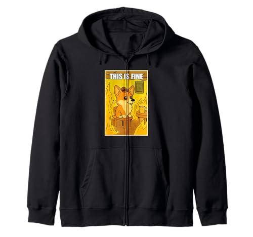Lustiger Corgi Dog This Is Fine Humor Meme Men Women Kapuzenjacke Lustiger Corgi Dog This Is Fine Humor Meme Men Women Kapuzenjacke von CorgiAxis1
