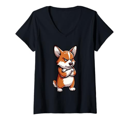 Damen Corgi Welsh Corgi Corgiliebhaber Corgihalter Corgifan T-Shirt mit V-Ausschnitt Damen Corgi Welsh Corgi Corgiliebhaber Corgihalter Corgifan T-Shirt mit V-Ausschnitt von Corgibesitzer Corgis Motiv für Corgi-liebhaber