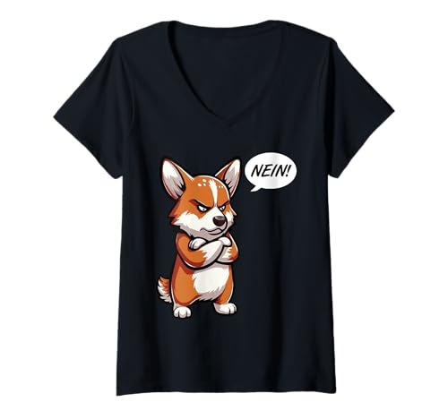 Damen Nein Corgi Welsh Corgi Corgiliebhaber Corgihalter Corgifan T-Shirt mit V-Ausschnitt Damen Nein Corgi Welsh Corgi Corgiliebhaber Corgihalter Corgifan T-Shirt mit V-Ausschnitt von Corgibesitzer Corgis Motiv für Corgi-liebhaber