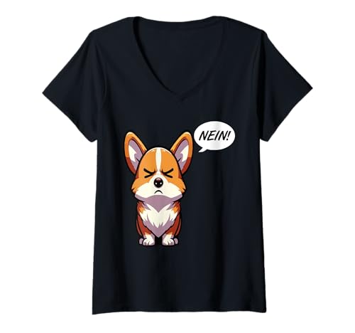 Damen Nein Corgi Welsh Corgi Corgiliebhaber Corgihalter Corgifan T-Shirt mit V-Ausschnitt Damen Nein Corgi Welsh Corgi Corgiliebhaber Corgihalter Corgifan T-Shirt mit V-Ausschnitt von Corgibesitzer Corgis Motiv für Corgi-liebhaber