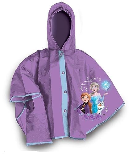 Regenponcho wasserdicht winddicht Anna und Elsa kompatibel mit Frozen Elsa - OLAF verschiedene Größen, mehrfarbig, S 5/6 Jahre von Coriex