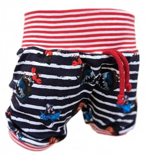 Corileo Baby/Kinder Kurze Pumphose Piratenkind mit dem Hai Sommerhose Shorts Gr. 50-116 Größe 86/92 von Corileo