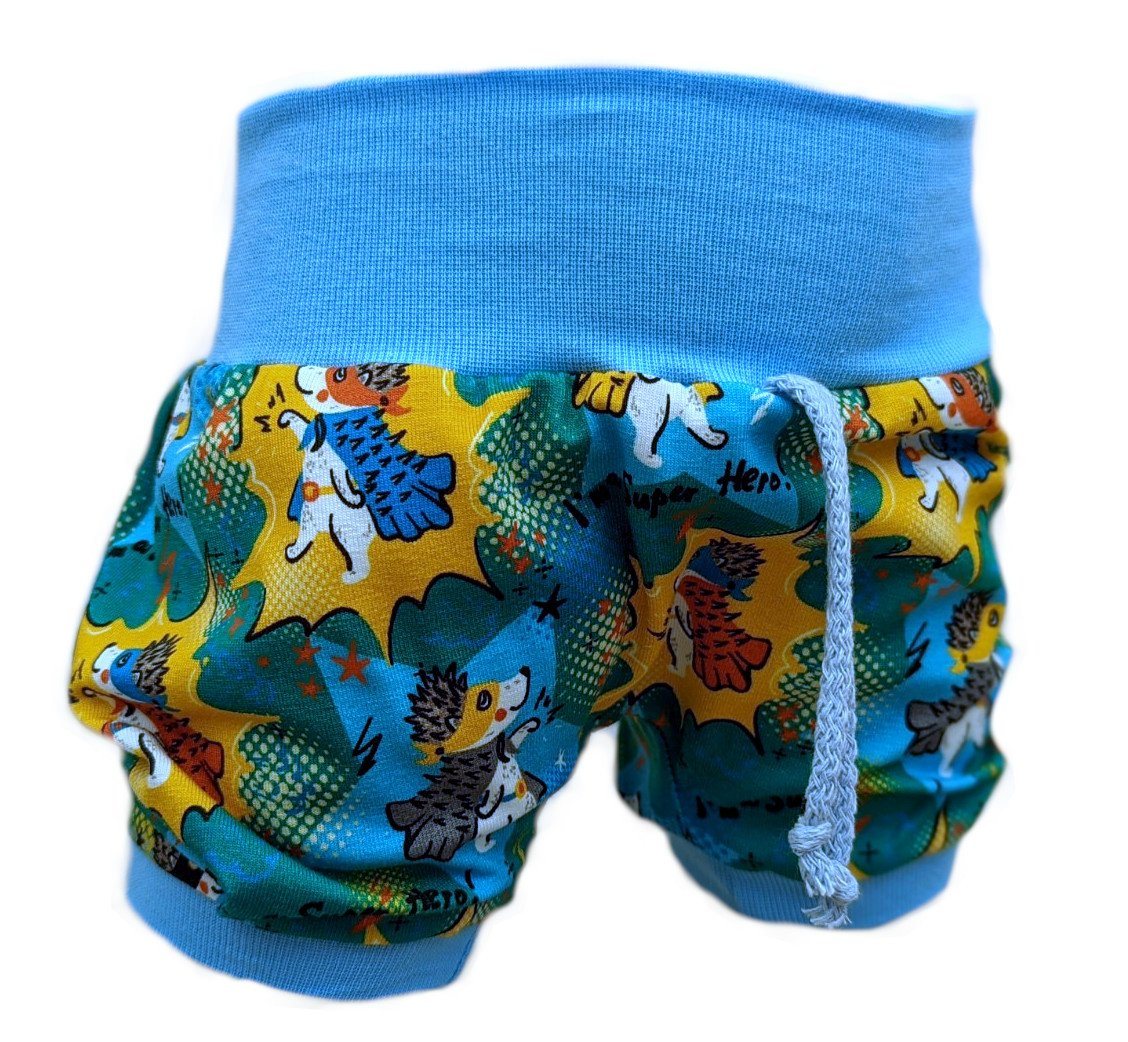 Corileo Pumphose Baby Kurze Pumphose Superheld Igel Sommerhose Kinderhose Gr. 50 - 104 von Corileo