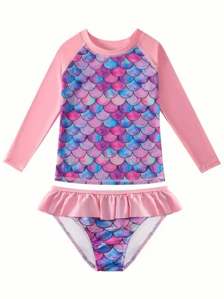 Corimori Badeanzug Langarm Rock Mädchen Badeanzug Meerjungfrau Design (Geschenk, 2-St., Packung) UV Schutz, Sommer, Strandmode für Mädchen von Corimori