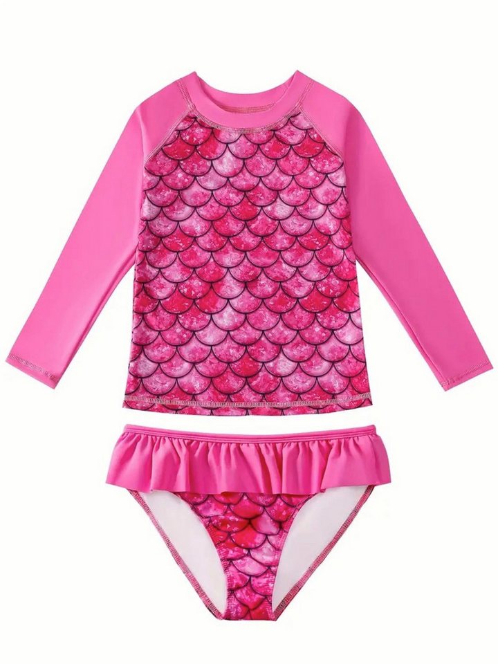 Corimori Badeanzug Langarm Rock Mädchen Badeanzug Meerjungfrau Design (Geschenk, 2-St., Packung) UV Schutz, Sommer, Strandmode für Mädchen von Corimori