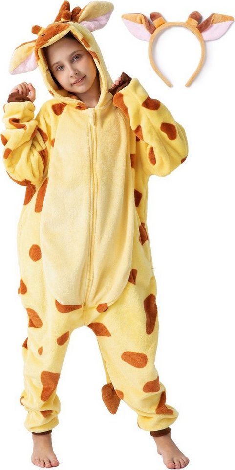 Corimori Jumpsuit Onesie Giraffe, kuscheliges Kostüm für Kinder (2-tlg) (gelb) von Corimori