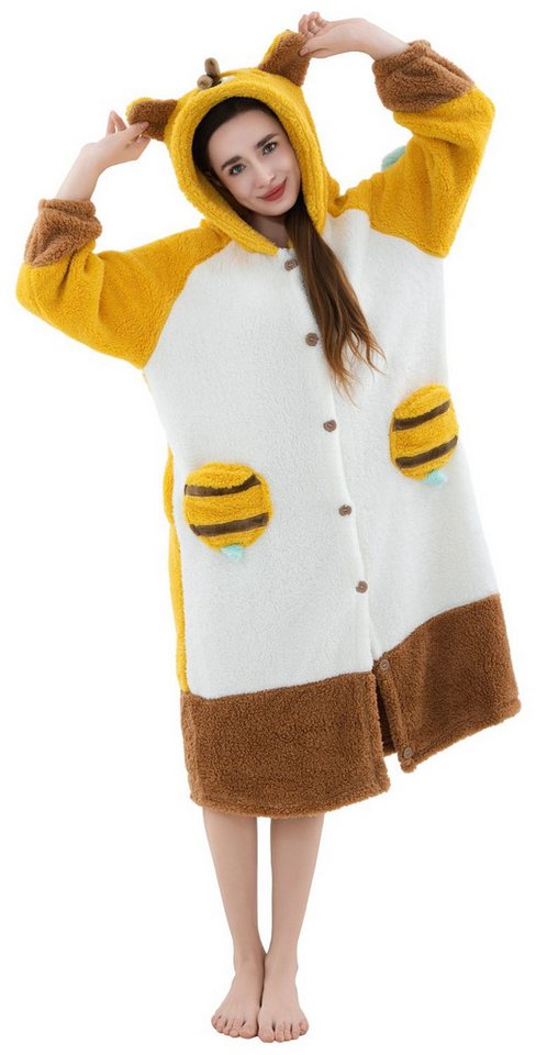 Corimori Plüschjacke Flauschiger Oversize Kuschel Deckenmantel + Kapuze passt bis Bauchumfang 140cm, Größenvergleich: Das Model ist 1,75m groß Corimori Plüschjacke Flauschiger Oversize Kuschel Deckenmantel + Kapuze passt bis Bauchumfang 140cm, Größenvergleich: Das Model ist 1,75m groß von Corimori