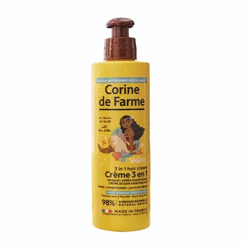 Corine de Farme - 3-in-1-Haarpflegecreme mit Sheabutter Vaiana, Disney-Prinzessin, für Kinder ab 3 Jahren, hergestellt in Frankreich, 200 ml von Corine de Farme