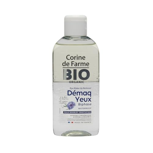 Corine de Farme - Bio-Reinigungslotion Bi-Phase – entfernt Make-up wasserfest, speziell für die Entfernung von Make-up der Augen – Bio-Ecocert-zertifizierter Make-up-Entferner, 150 ml von Corine de Farme