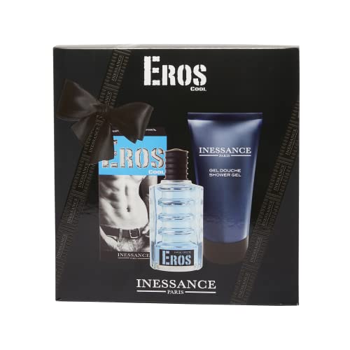 Corine de Farme Inessance Paris Geschenkset – Eau de Toilette für Herren Eros Cool 100 ml und Duschgel Körper & Haar 150 ml | hergestellt in Frankreich von Corine de Farme