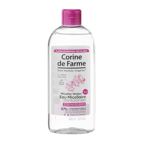 Corine de Farme - Mizellenwasser 3-in-1 Make-up-Entferner für Gesicht, Augen und Lippen – spendet Feuchtigkeit und beruhigt – 97% natürliche Inhaltsstoffe – 400 ml von Corine de Farme