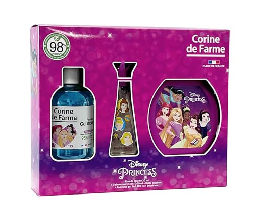 Corine de Farme - Prinzessinnen-Set mit Eau de Toilette 50 ml, Schaumbad 300 ml und Brotdose – Geschenk für Mädchen – Duft für Kinder Duft Erdbeere – Fruchtiges Gel 3-in-1 von Corine de Farme