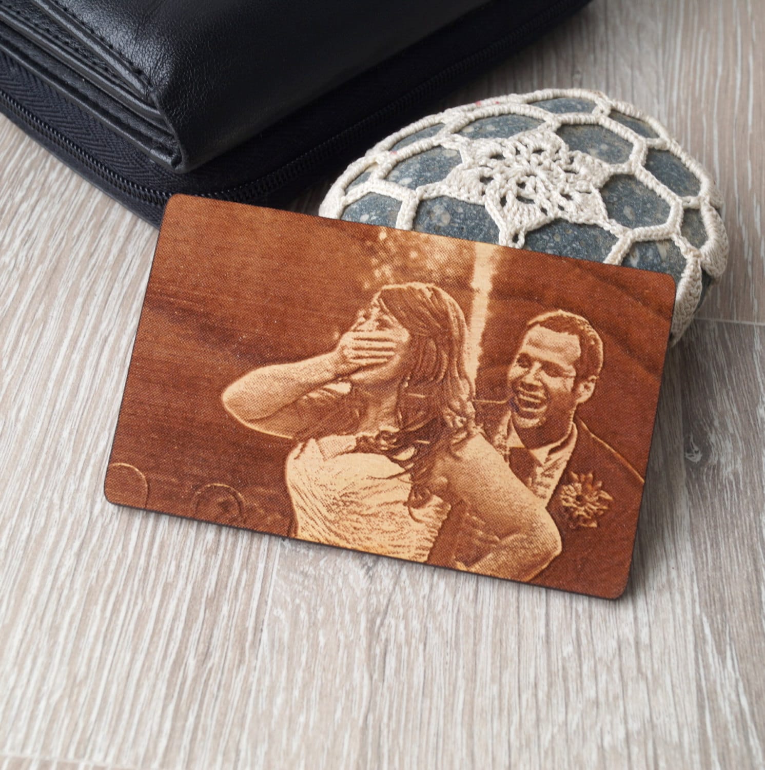 Personalisierter Portemonnaie Einsatz Mit Echter Fotogravur, Personalisiertes Geschenk Zum 5. Jahrestag, Lasergravierter Einsatz, Doppelseitige Personalisierter Portemonnaie Einsatz Mit Echter Fotogravur, Personalisiertes Geschenk Zum 5. Jahrestag, Lasergravierter Einsatz, Doppelseitige von CorkCountryCottage