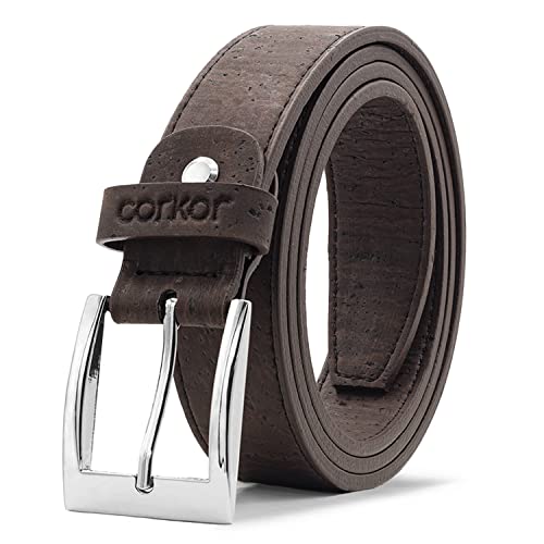 Corkor Vegan Gürtel Herren Veganes Kork Leder Schwarz Braun für Vegetarier 30mm XL von Corkor