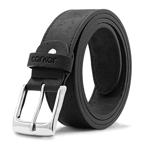 Corkor Herren Gürtel Ratsche Gürtel für Männer 35mm Breit Vegan aus Veganer Braun korkleder von Corkor