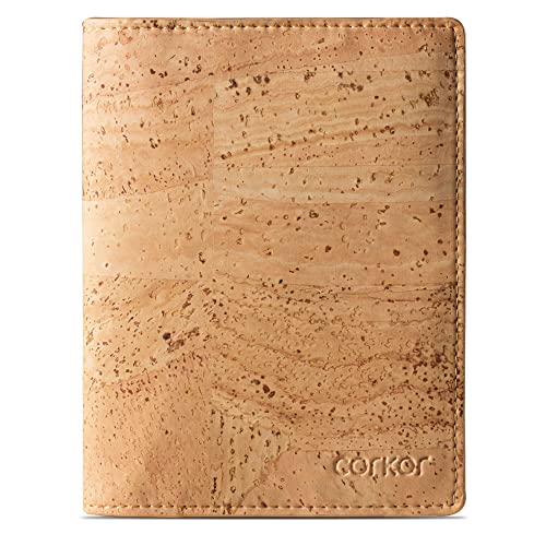 Corkor Reisepass-Brieftaschenhalter, RFID-blockierend, vegan, Kork, Bifold Sleeve Case für Männer und Frauen, Helles Braun, Reisepasshülle von Corkor