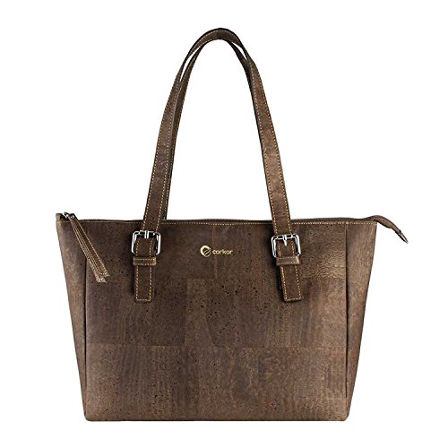 Corkor Vegane Handtaschen Damen Henkeltaschen Korkleder Geldbeutel Tote Tasche Braun von Corkor