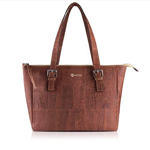 Corkor Vegane Handtaschen Damen Henkeltaschen Korkleder Geldbeutel Tote Tasche Rot von Corkor