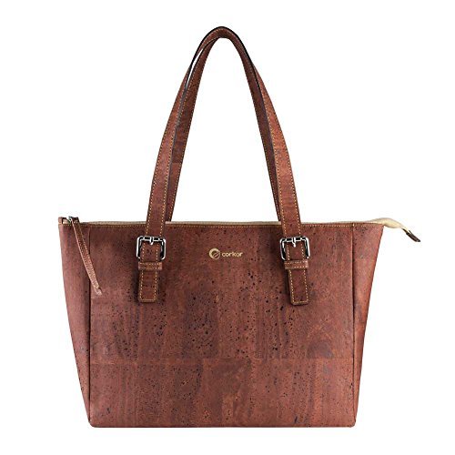 Corkor Vegane Handtaschen Damen Henkeltaschen Korkleder Geldbeutel Tote Tasche Rot von Corkor
