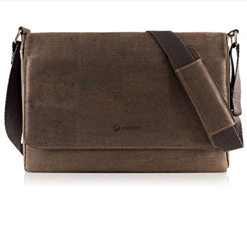 Corkor Veganer Herren Umhängetasche Messenger Aktentasche Laptoptasche Korkleder Braun von Corkor