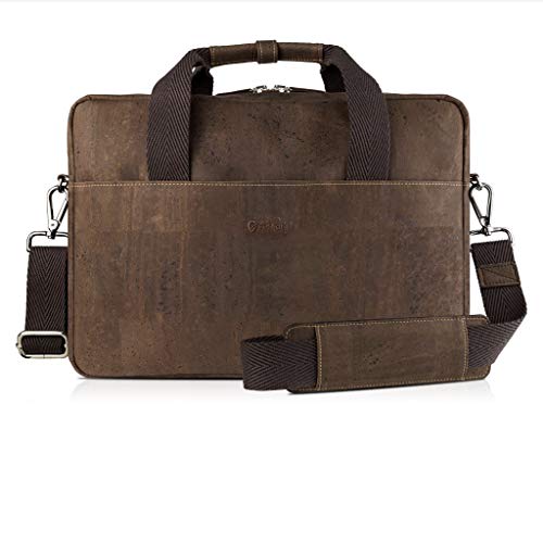 Corkor Veganer Kurier Handtasche Messenger Aktentasche Korkleder Braun Herren Mittel von Corkor