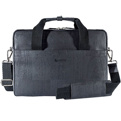 Corkor Veganer Herren Handtasche Messenger Aktentasche Laptoptasche Korkleder Schwarz von Corkor