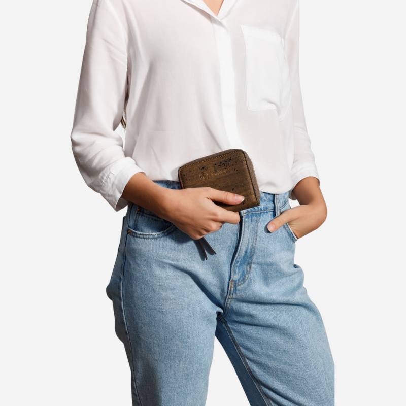 Vegan Kork Brieftasche Mit Gravur Rfid-Blockierender Reißverschluss von Corkor