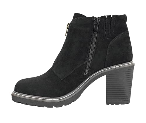 Corkys Footwear Graham Cracker Damen-Stiefelette mit 7,6 cm hohem Absatz, funktionalem seitlichem Reißverschluss und einzigartigem Reißverschluss vorne, gepolsterte Einlegesohlen für ganztägigen von Corkys Footwear