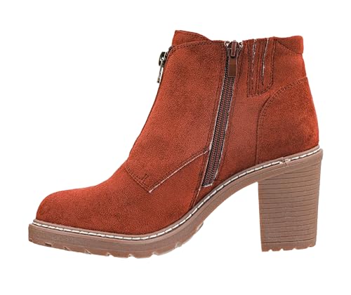Corkys Footwear Graham Cracker Damen-Stiefelette mit 7,6 cm hohem Absatz, funktionalem seitlichem Reißverschluss und einzigartigem Reißverschluss vorne, gepolsterte Einlegesohlen für ganztägigen von Corkys Footwear