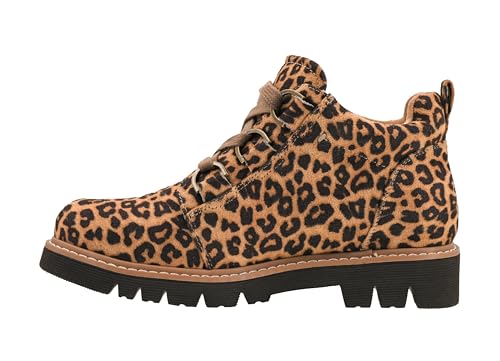 Corkys Footwear Lagerfeuerstiefel für Damen, perfekt zum Wandern, mit bequemen und gepolsterten Einlegesohlen, einer Stollen-Laufsohle, Schnürdesign mit stabilen Metallösen, Leopard, 37.5 EU von Corkys Footwear