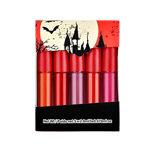 5 Farben Lippenstift, Lipgloss, leicht und nicht klebrig, wasserfest, langlebig, samtige Lippentinte, Geschenk, Make-up, für Damen und Mädchen von Corlidea