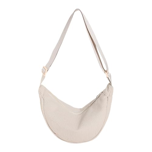 Bauchtasche für Damen, Samt, gerippt, Bauchtasche, Samt, für Damen, Reisetasche mit verstellbarem Riemen für Shopping, Reisen, Arbeiten, beige, One size von Corlidea