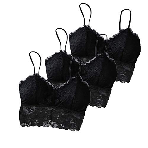 Corlidea Damen 3PC Lace BH Frauen Bustier Sport BH Gepolstert Push Up Ohne Bügel Wohlfül Bra Bustier Nahtlose Bralette Für Yoga Fitness-Training (3PC Schwarz, S) von Corlidea