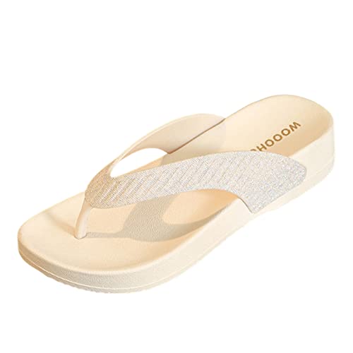 Corlidea Damen Elegante Flip Flops Sandalen Damenschuhe Dicke Sohlen Flip Flops Modetrend Flacher Absatz Outdoor Strand Flip Flops von Corlidea