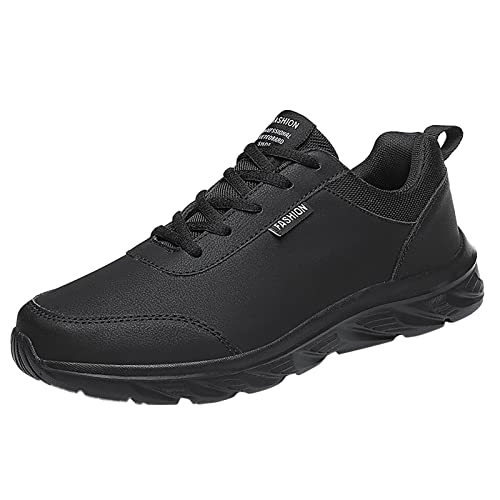 Corlidea Freizeitschuhe Herren Herren Sportschuhe Schnürschuhe Einfarbig Laufen Atmungsaktive Schuhe mit weichem Boden Trekkingschuhe Herren Herren Laufschuhe (Black 42) von Corlidea