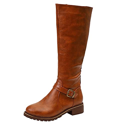 Damenstiefel, hohe Kniestiefel, Reitstiefel für Damen, Cowboystiefel, bequem, zum Ziehen an den Winterstiefeln, Herbst 2023, für Herbst / Winter, Vintage, modisch, Leder von Corlidea