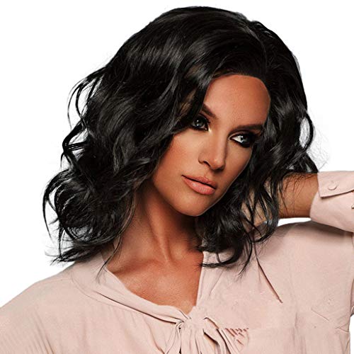 Glueless Perücken Kurzhaarperücke Haarnetz vorne Frauen schwarz gewellt gewöhnliche Perücke Kurzhaar Perücke Damen Echthaar von Corlidea