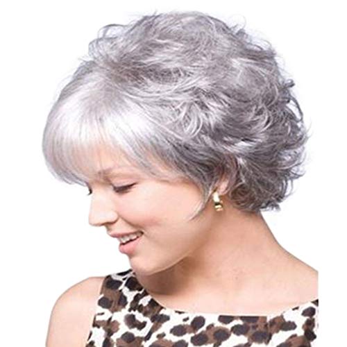 Haar Frauen Silberne Perücken Haarkurze Mode-Wellen-Perücke Synthetische Perückenperücke Strümpfe Netz von Corlidea