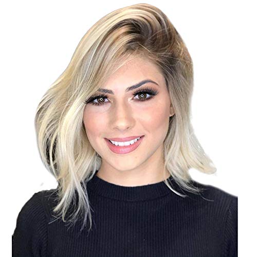 Perücke Damen, Perücke Kurz Lange Gewellte Perücken Lace Front Wig Human Hair, Perücke Damen Echthaar Synthetische Natürliche Lockige Hitzebeständige Faser Täglichen Gebrauch Perücke von Corlidea