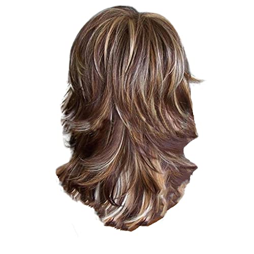 Schulterlange Helle Lockige Perücken Damen Synthetische Perücken mit Bangs Wellenhaar Perücken für Tägliche Cosplay Ladies Perücke von Corlidea