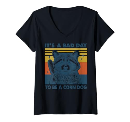Damen It's A Bad Day to Be A Corn Dog T-Shirt mit V-Ausschnitt Damen It's A Bad Day to Be A Corn Dog T-Shirt mit V-Ausschnitt von Corn Dog Feinschmecker Jahrmarkt