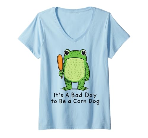 Damen It's A Bad Day to Be A Corn Dog T-Shirt mit V-Ausschnitt Damen It's A Bad Day to Be A Corn Dog T-Shirt mit V-Ausschnitt von Corn Dog Feinschmecker Jahrmarkt