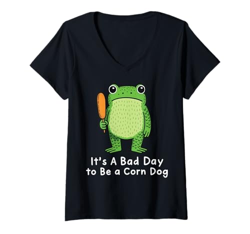 Damen It's A Bad Day to Be A Corn Dog T-Shirt mit V-Ausschnitt Damen It's A Bad Day to Be A Corn Dog T-Shirt mit V-Ausschnitt von Corn Dog Feinschmecker Jahrmarkt