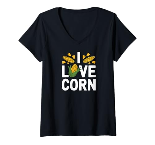 Damen Ich liebe Corn Fun Corn Enthusiast Humor T-Shirt mit V-Ausschnitt von Corn Enthusiasts Fun Quotes Lovers